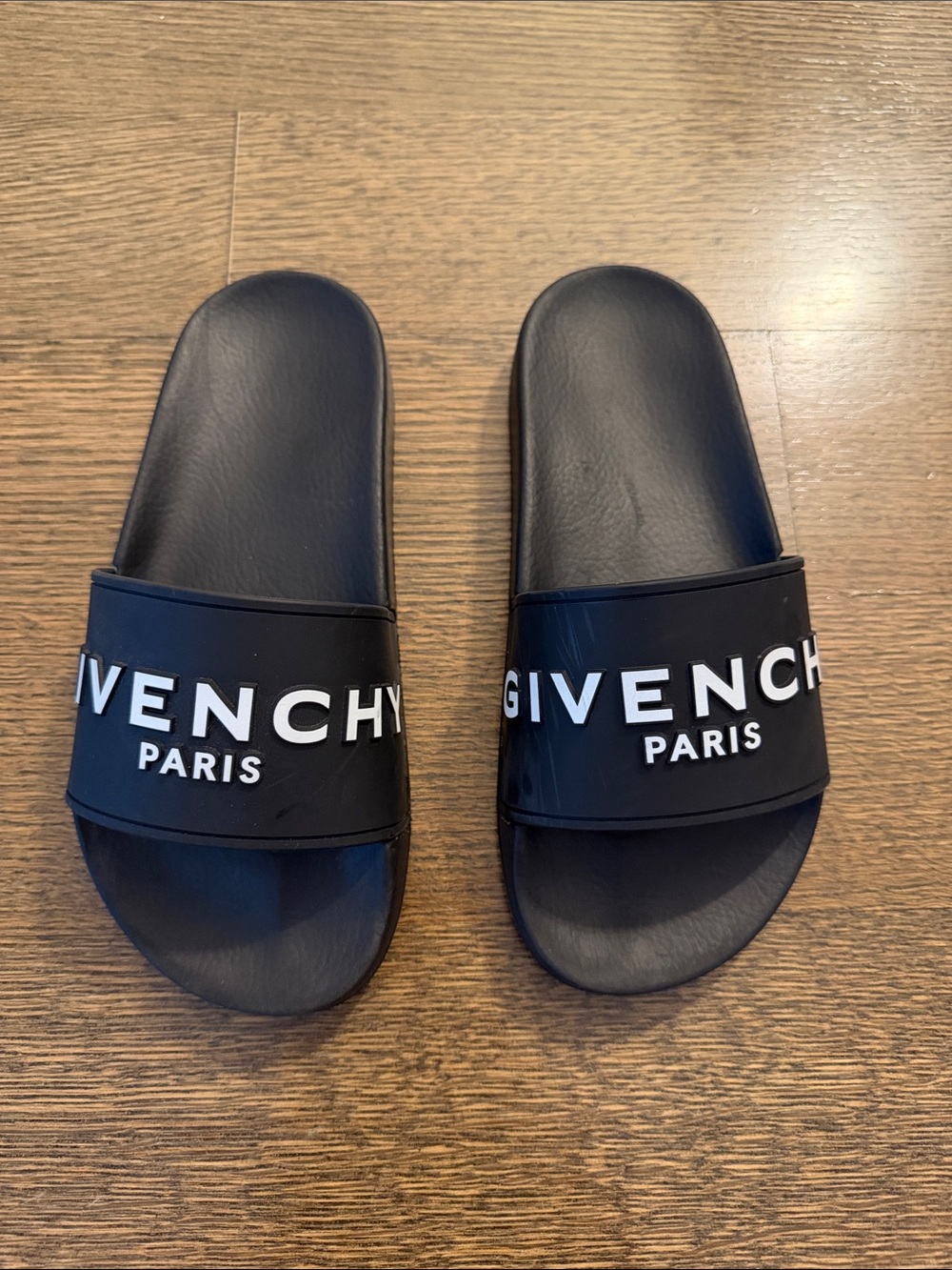 Givenchy Black Slides with White Logo